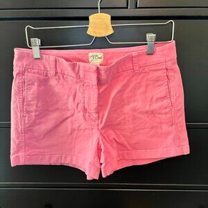 J. Crew stretch chino shorts, size 8, bright pink, 4" inseam